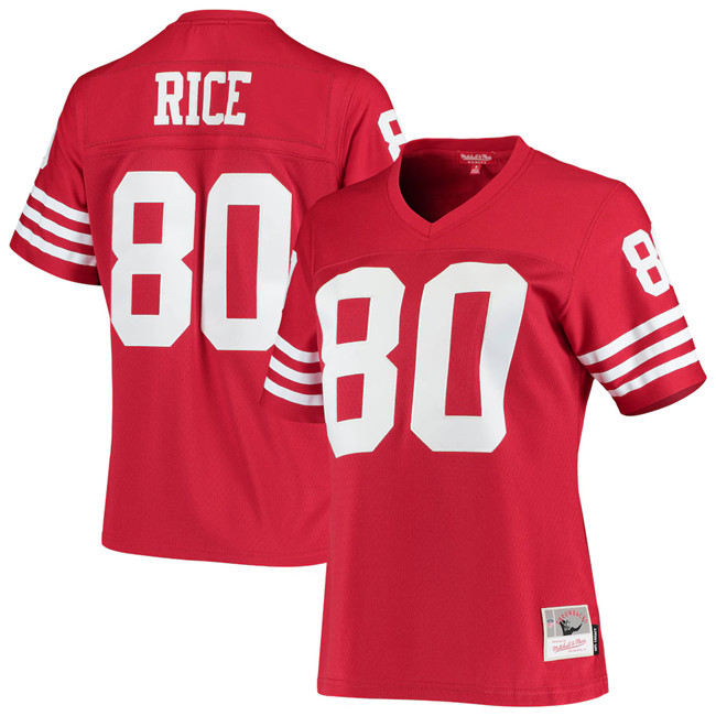 Women's San Francisco 49ers #80 Jerry Rice Scarlet Stitched Jersey(Run Small)
